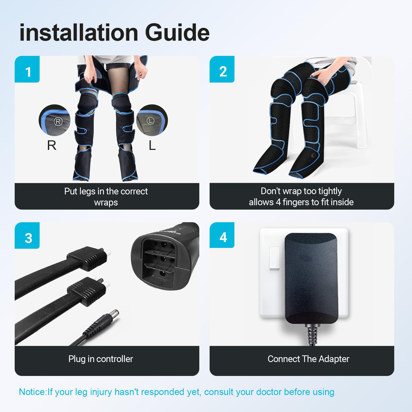 CuPiLo four-in-one leg massager covers calves, feet, knees, and thighs.