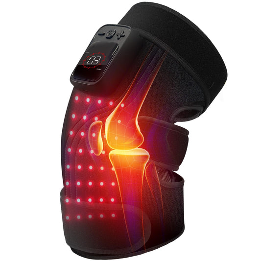 CuPiLo red-light knee wrap front view showing therapy glow and fit