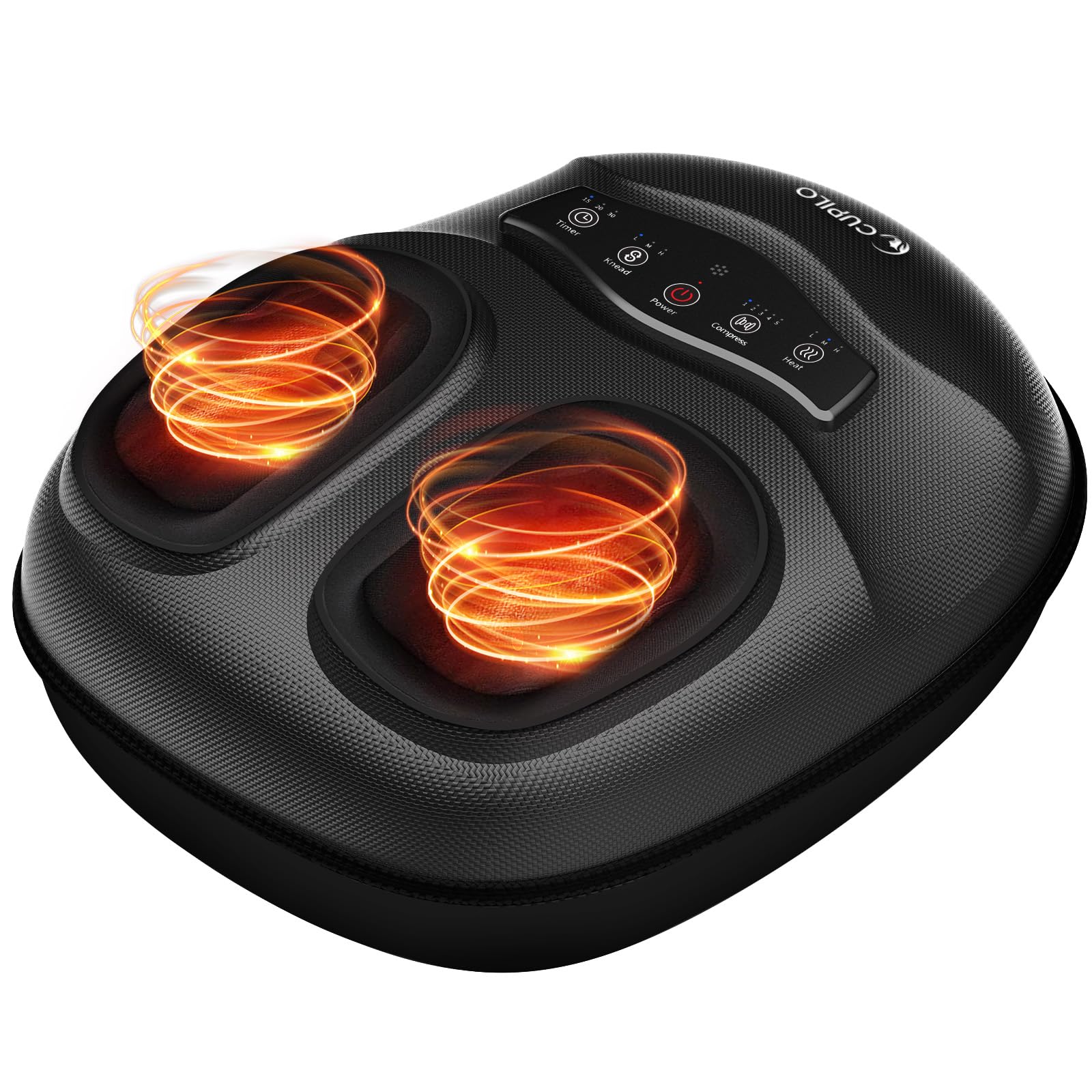 CuPiLo Shiatsu Foot Massager with Heat shows heat therapy for soothing feet after long days.