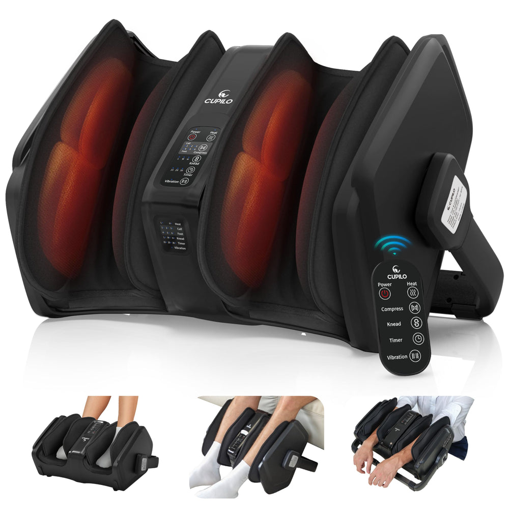 CuPiLo shiatsu foot massager with remote control for hands-free, personalized sessions