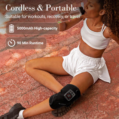 CuPiLo wearable knee wrap worn on leg during use