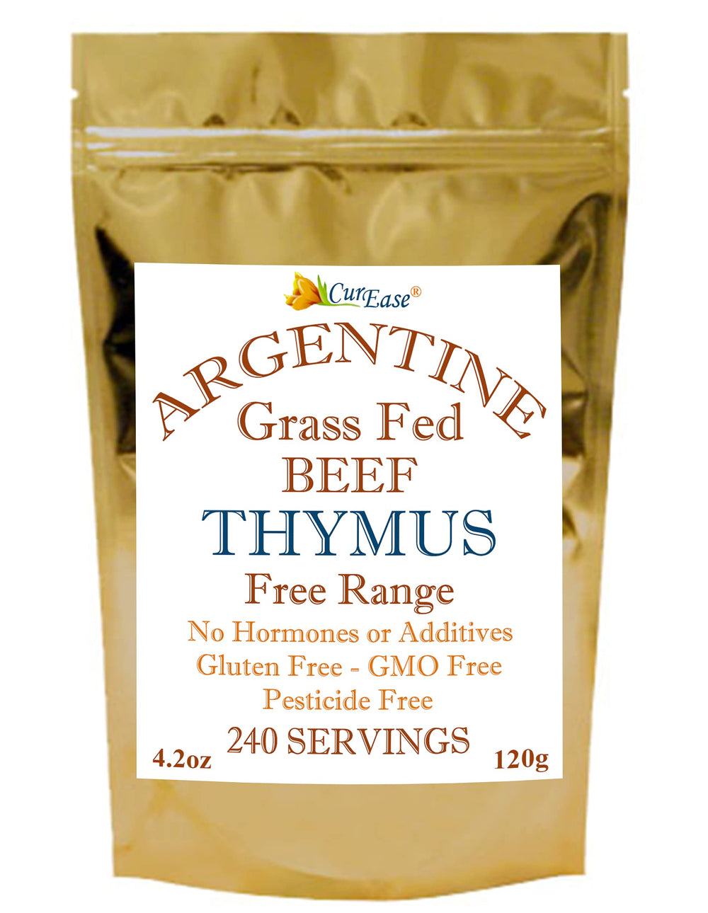 CurEase beef thymus powder bottle with resealable zipper for freshness