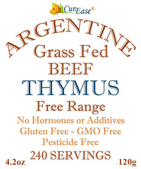 CurEase beef thymus powder being scooped for a daily serving boost