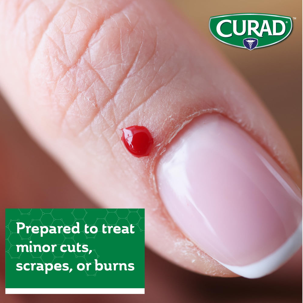 CURAD Naturals 8-count box shown, ideal for home first aid kits.