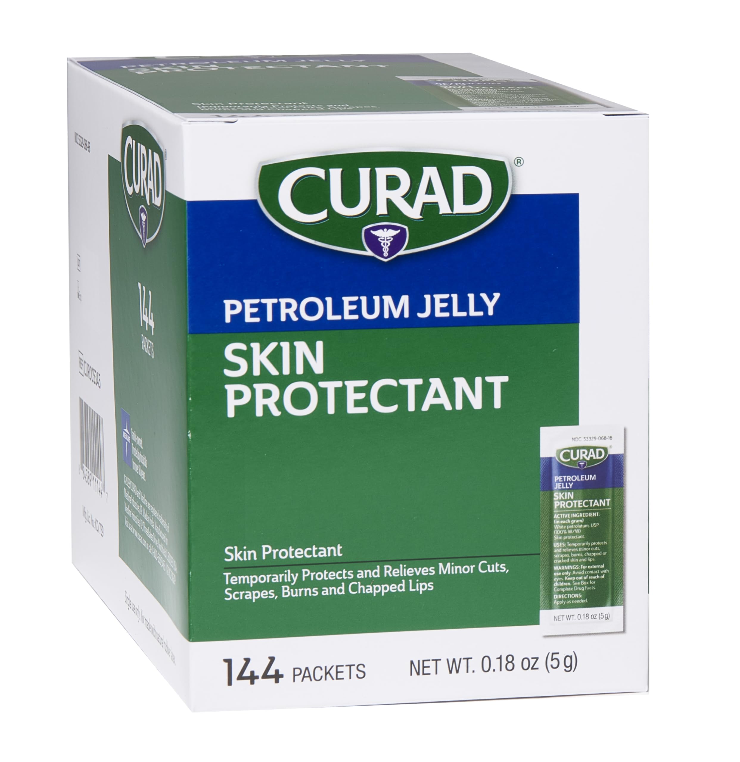 Curad petroleum jelly helps protect healing skin after minor scrapes or burns.