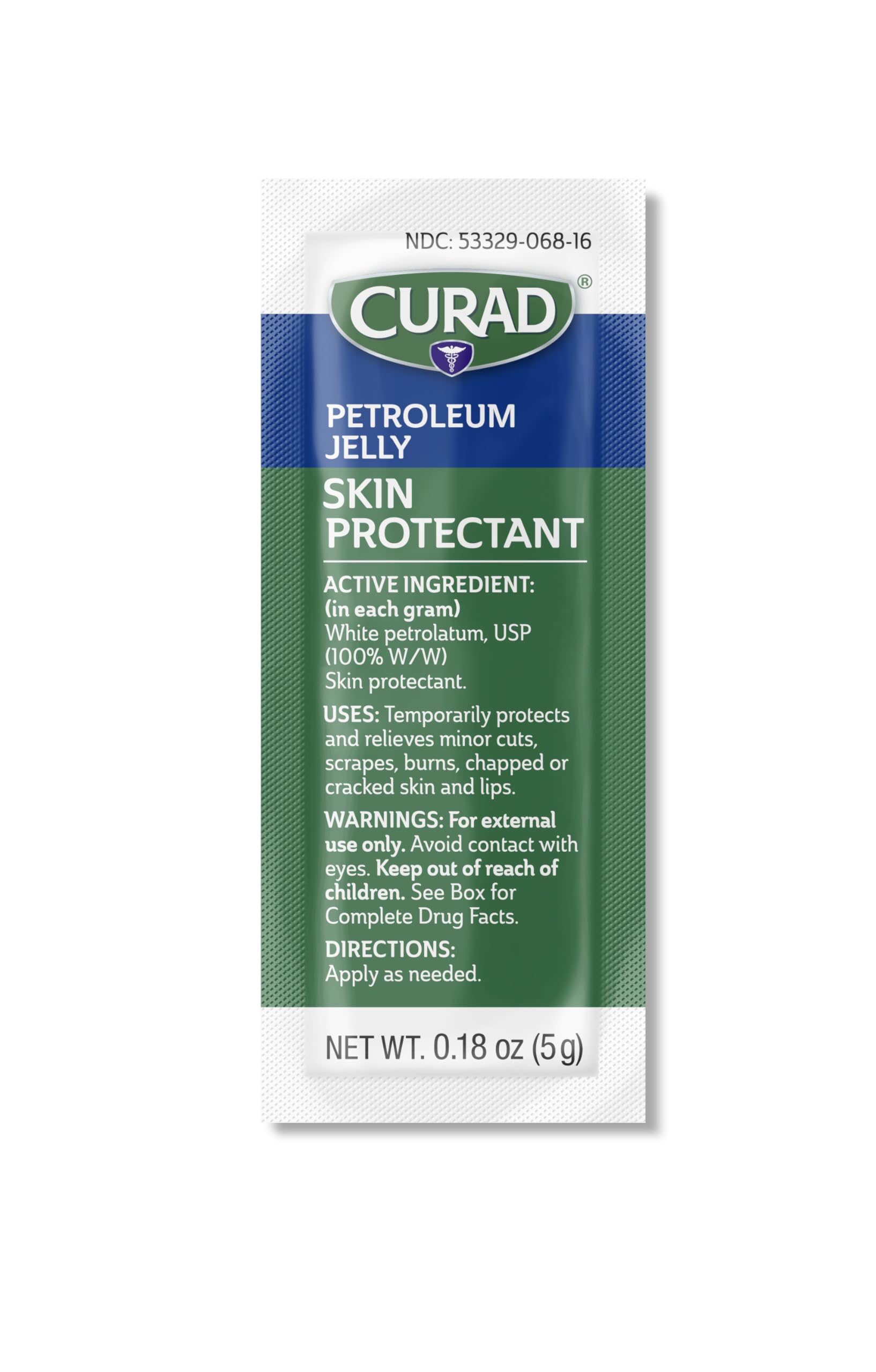 Curad petroleum jelly maintains moisture during post-surgery healing.