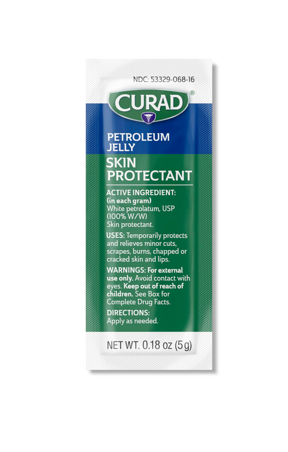 Curad petroleum jelly maintains moisture during post-surgery healing.