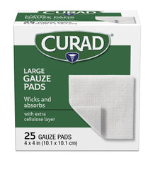 Curad Pro-Gauze Pad 4x4 inch sterile package provides gentle wound coverage