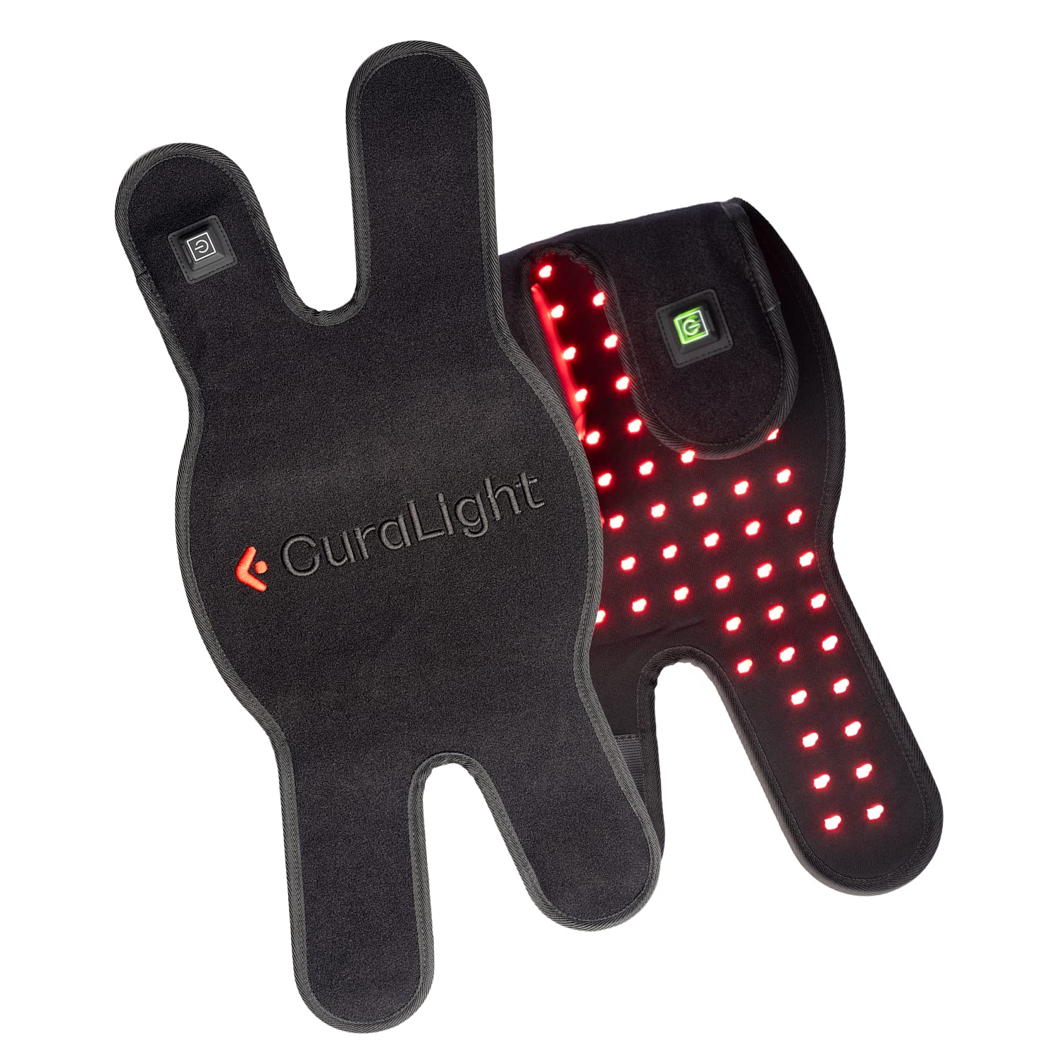 Curalight knee pain wrap front view for targeted red light therapy.