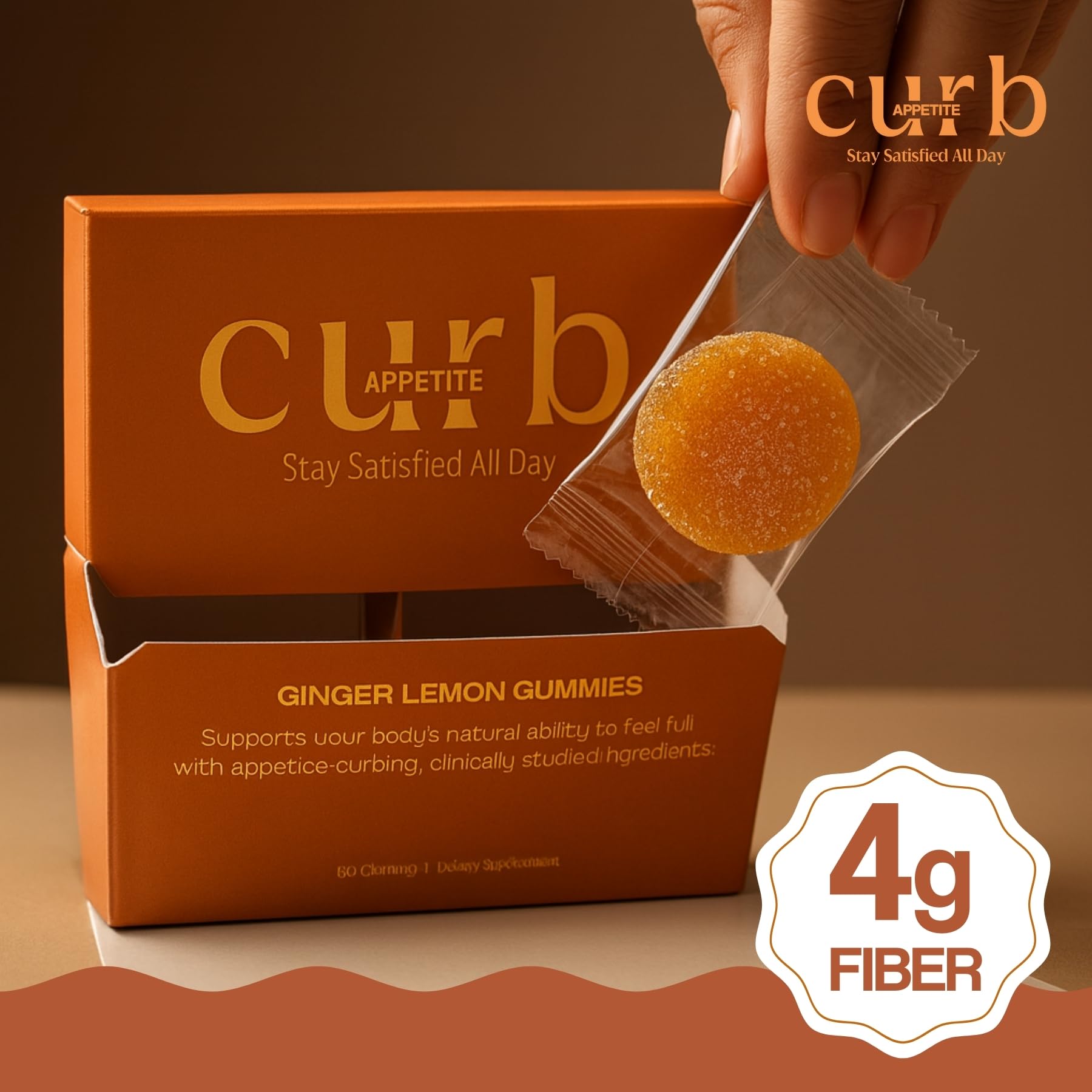 curb APPETITE ingredients label highlighting clinically studied components for real results.