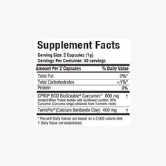 Curcuminpro Detox label close-up highlighting organic turmeric formula and clean ingredients.