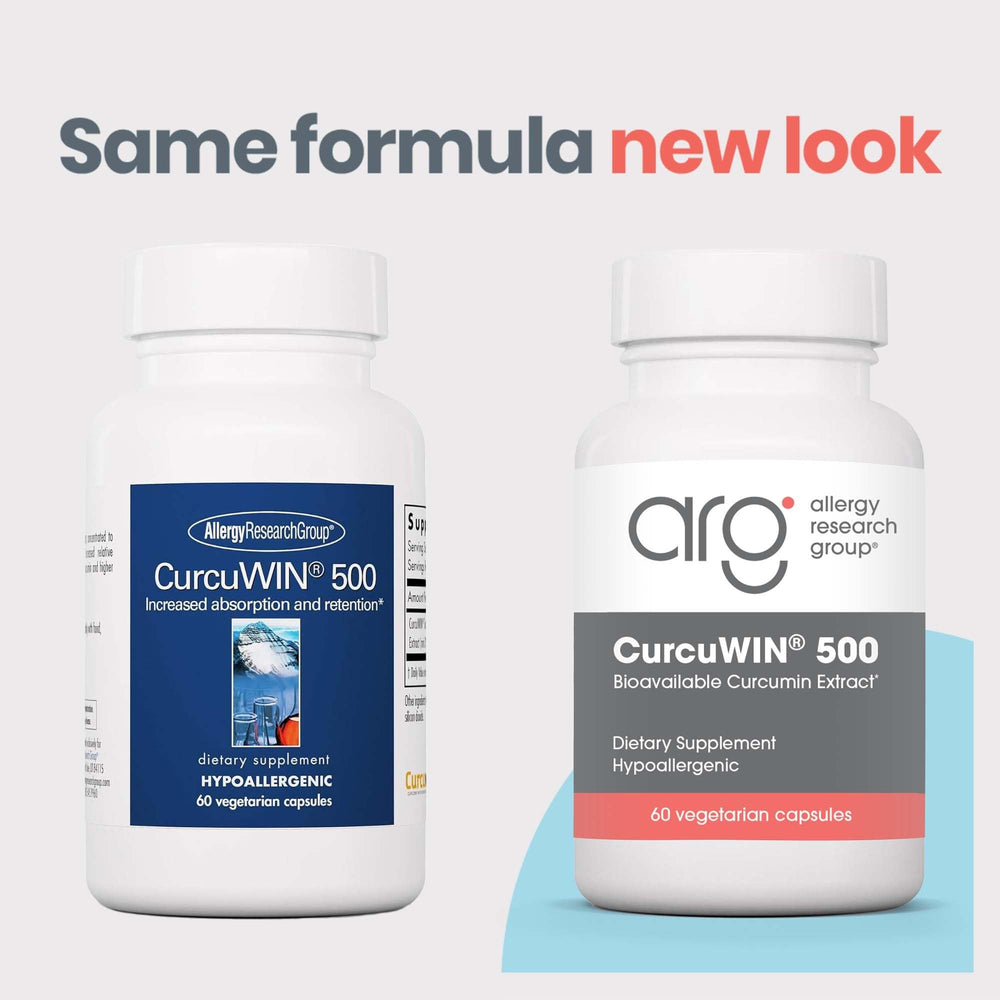 CurcuWIN 500 bottle label close-up showing 20% curcuminoids concentration.