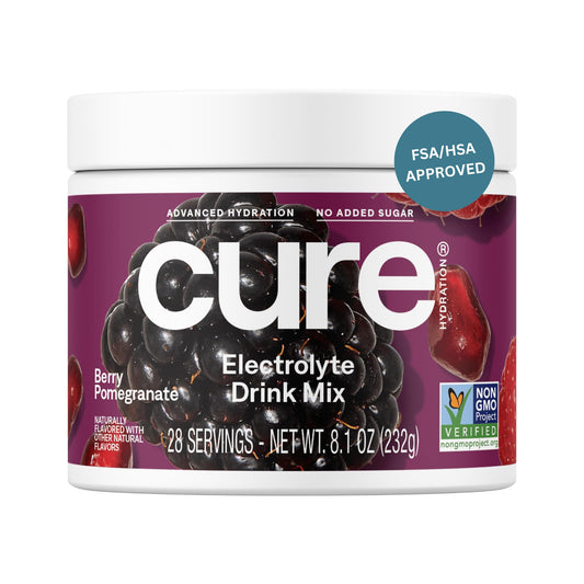 Cure Hydration Berry Pomegranate jar for convenient, plant-based hydration.
