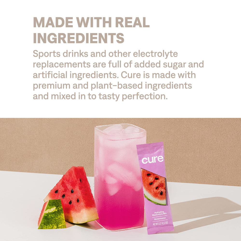 Cure Hydration glass with stir shows easy dissolution and refreshing look.