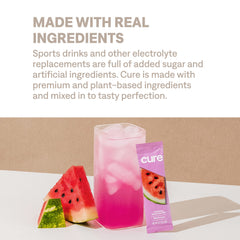 Cure Hydration glass with stir shows easy dissolution and refreshing look.