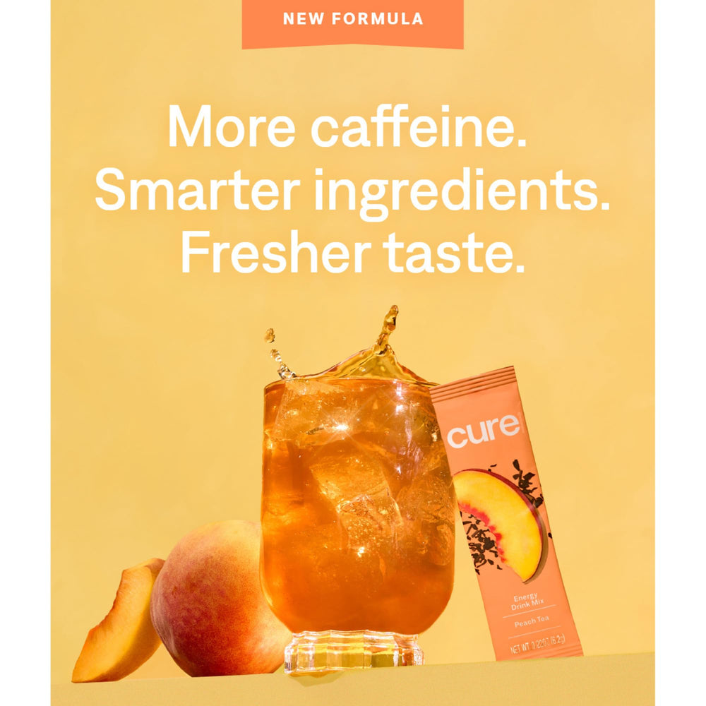 Cure Hydration Performance peach label close-up highlighting vegan and non-GMO features