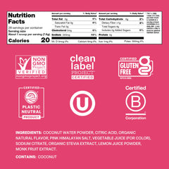 Cure Hydration Tropical Punch jar nutrition panel highlighting electrolytes and zero added sugar.