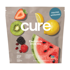 Cure Hydration variety-pack packets ready to mix on the go