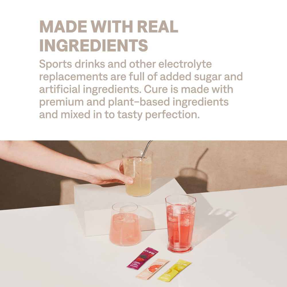 Cure Hydration vegan icon on packaging