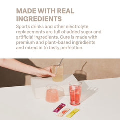 Cure Hydration vegan icon on packaging