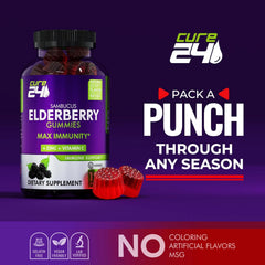 Cure24 Sambucus Gummies close-up of chewy texture and natural flavors