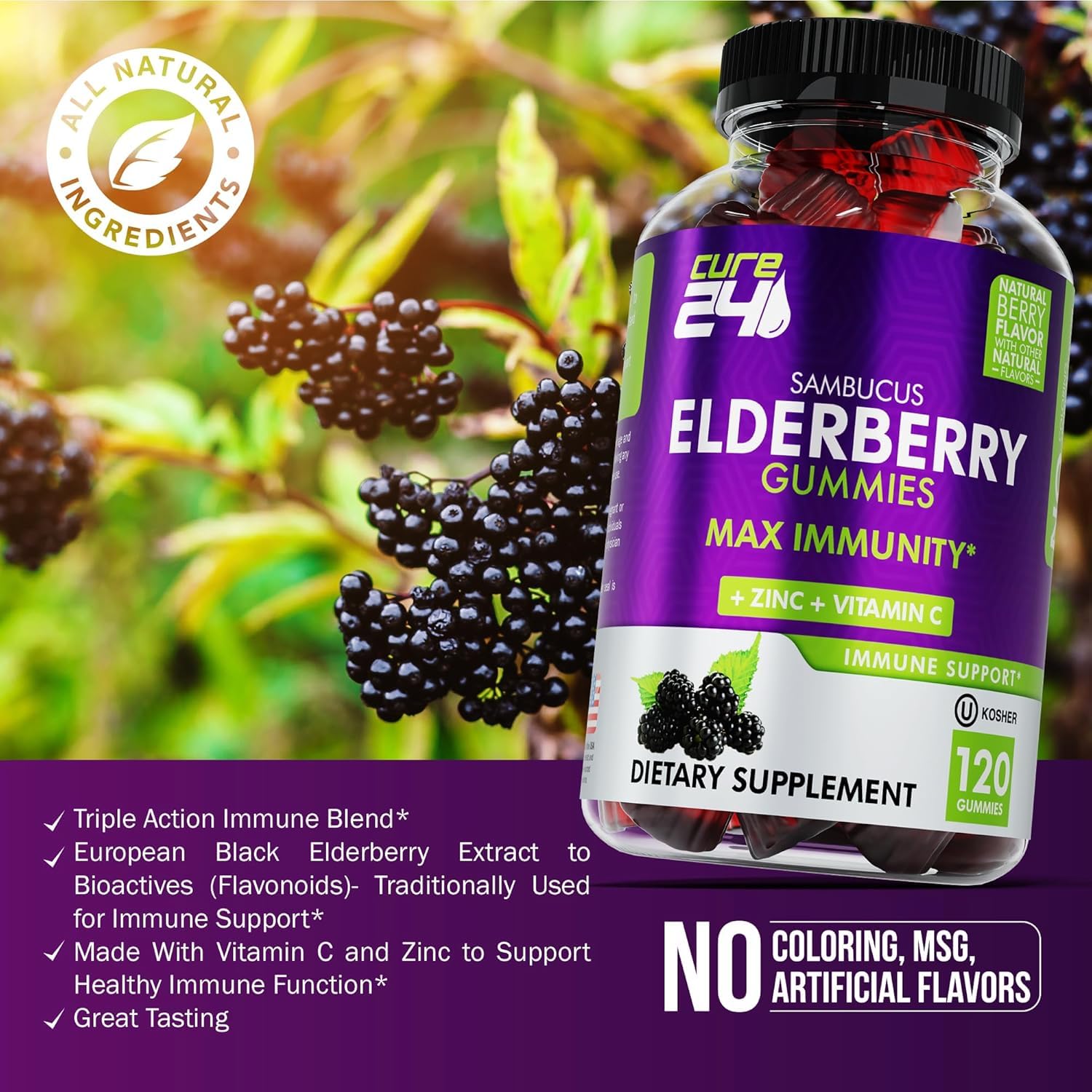Cure24 Sambucus Gummies USA-made badge signaling quality