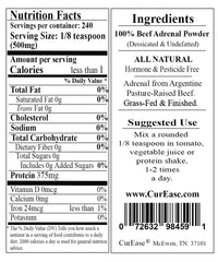 CurEase Argentine Beef Adrenal powder desiccated in bulk form for long-term storage.