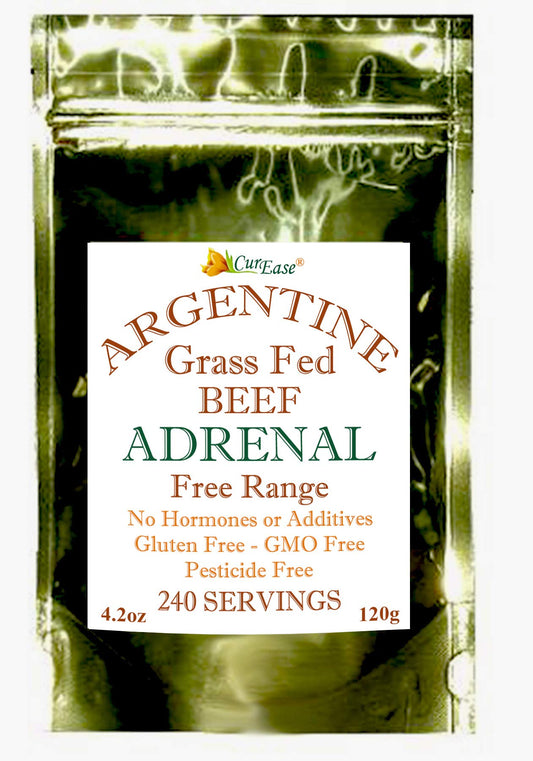 CurEase Argentine Beef Adrenal powder pouch showing convenient packaging for daily use.