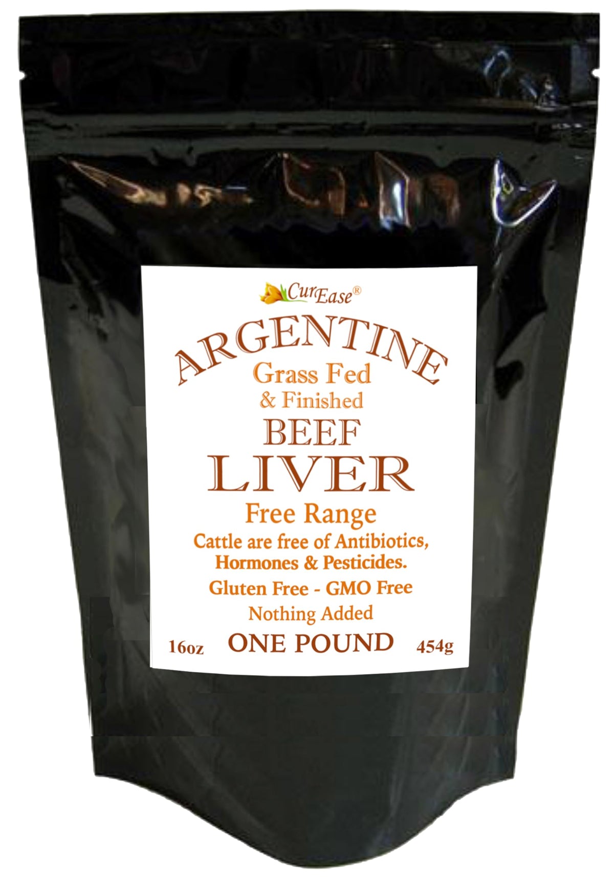 CurEase beef liver powder from Argentine grass-fed cattle, undefatted for a pure, nutrient-dense supplement.