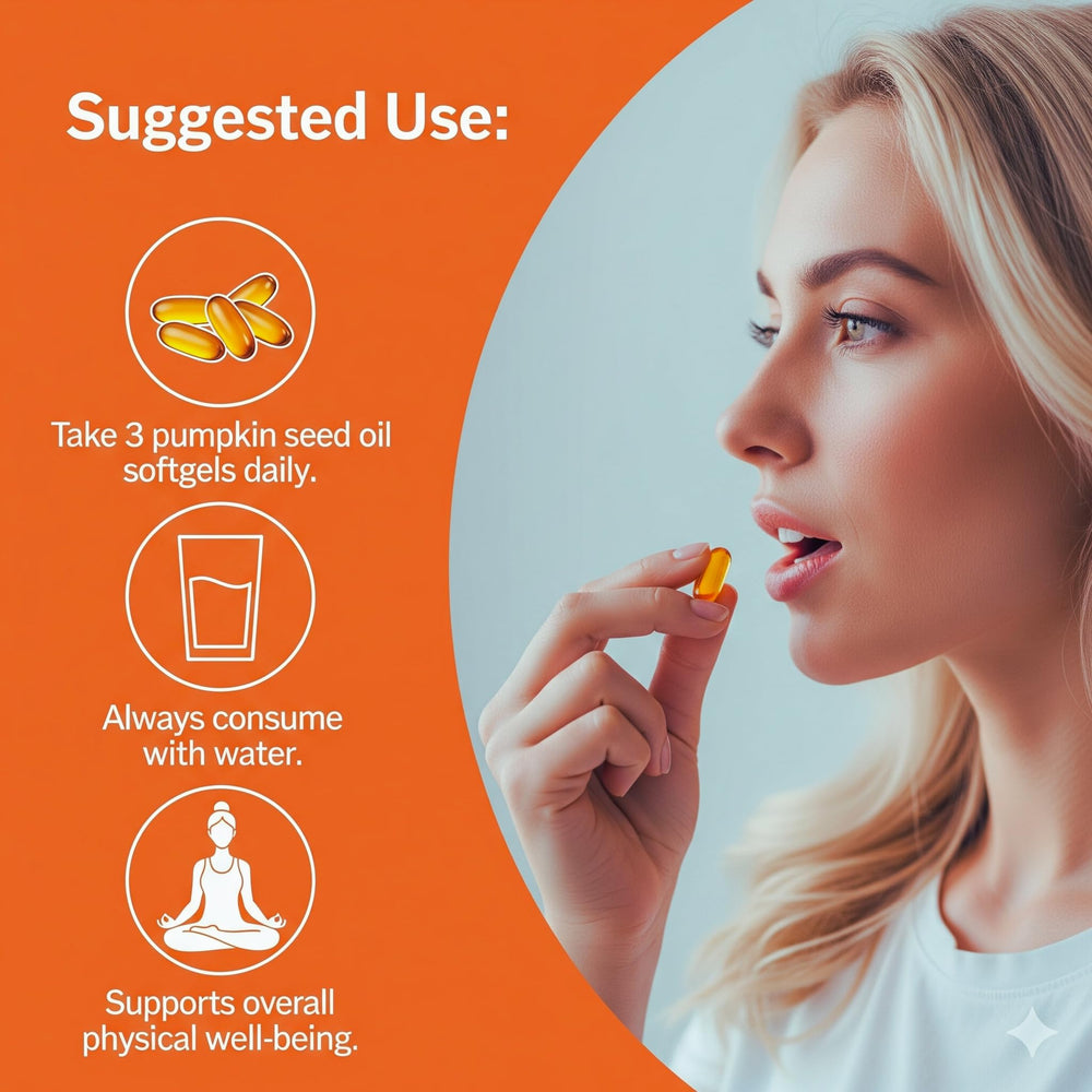 Cures For Life pumpkin seed oil daily pack displaying 300 softgels for ongoing wellness.