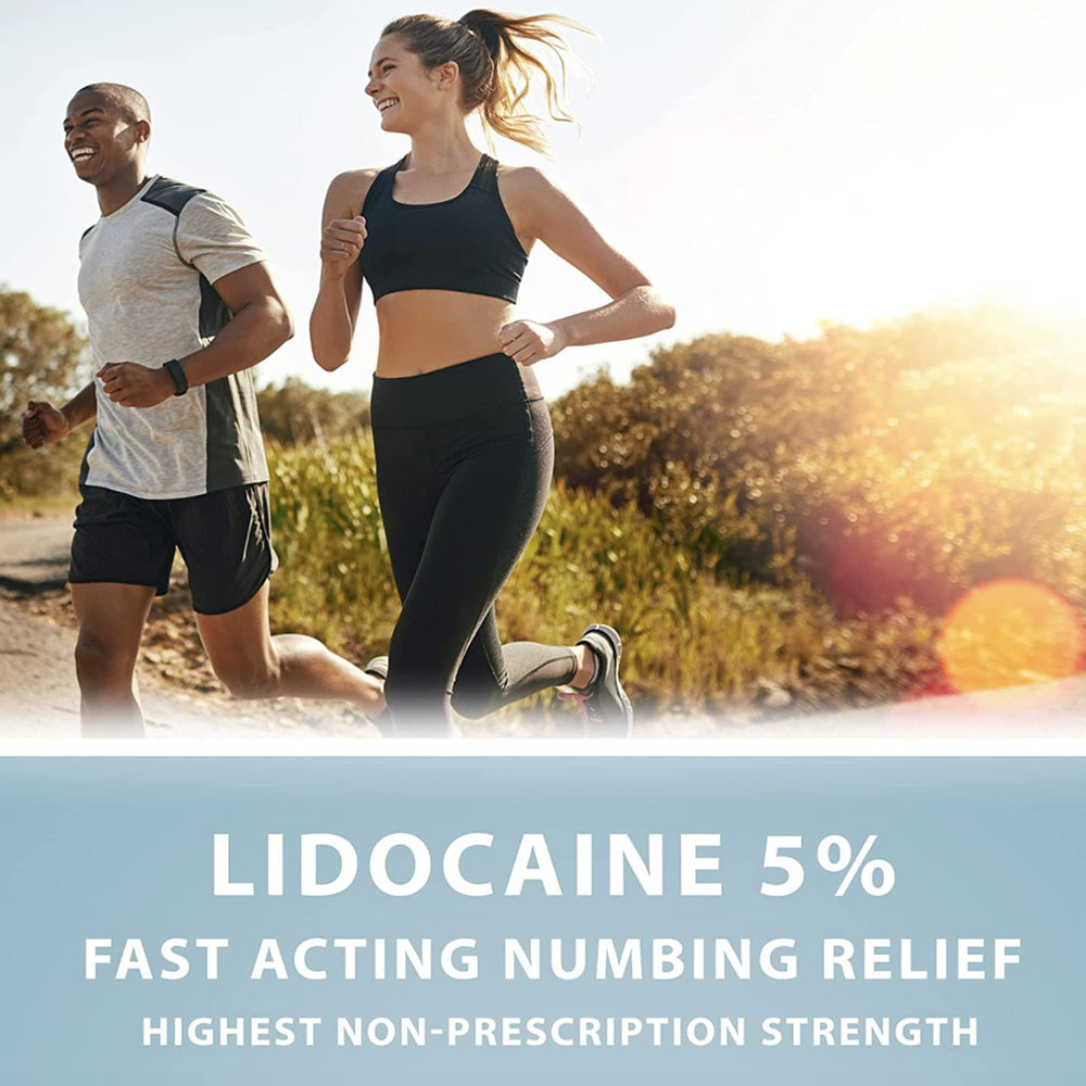 Curist 5% Lidocaine Cream 6oz tube in hand demonstrates simple external application.