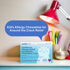 Curist Children's Allergy Chewables kid-friendly packaging design on the box.