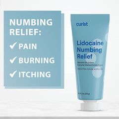 Curist cream swatch on skin closeup shows smooth texture.