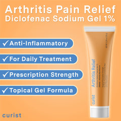 Curist Diclofenac Arthritis Cream Gel at knee area offering long-acting topical support.