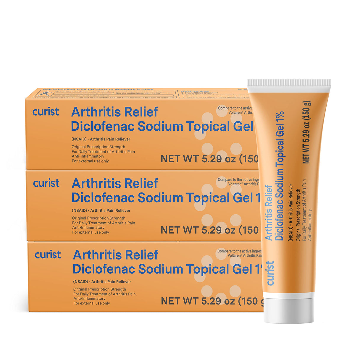 Curist Diclofenac Arthritis Cream Gel 1% tube front view for targeted joint relief.