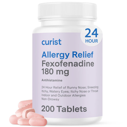 Curist Fexofenadine 180mg bottle front view for allergy relief.