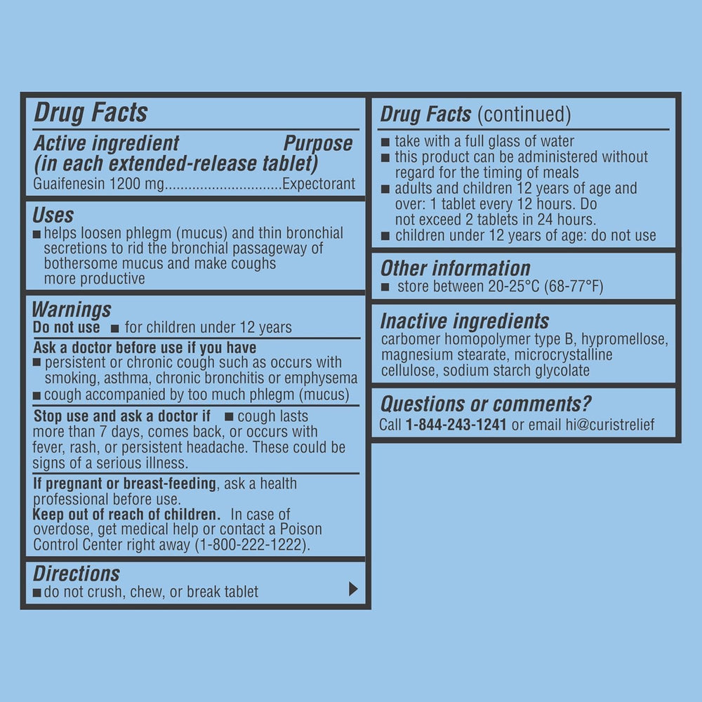 Curist Guaifenesin 1200mg bulk pack supports ongoing mucus relief