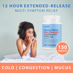 Curist Guaifenesin 1200 mg bottle back view communicates usage details for safe daily relief