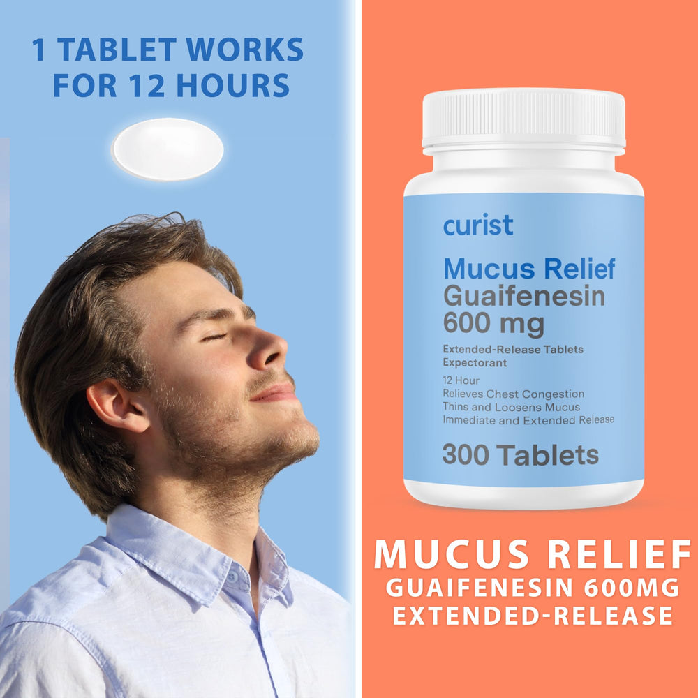 Curist Guaifenesin 600 mg ER tablets side view showing dosage and cap.