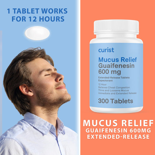 Curist Guaifenesin 600 mg ER tablets side view showing dosage and cap.