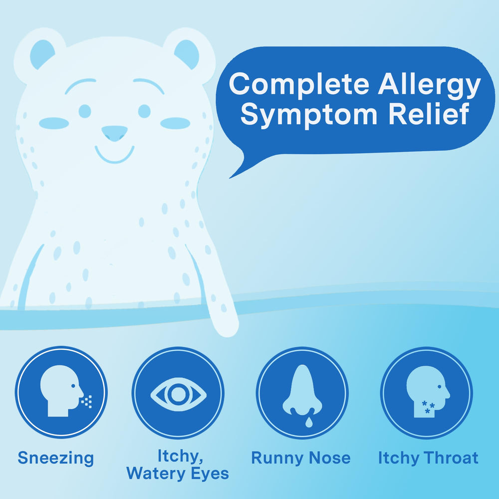 Curist Kids Allergy Chewables dye-free label indicating safe, pediatric formula.