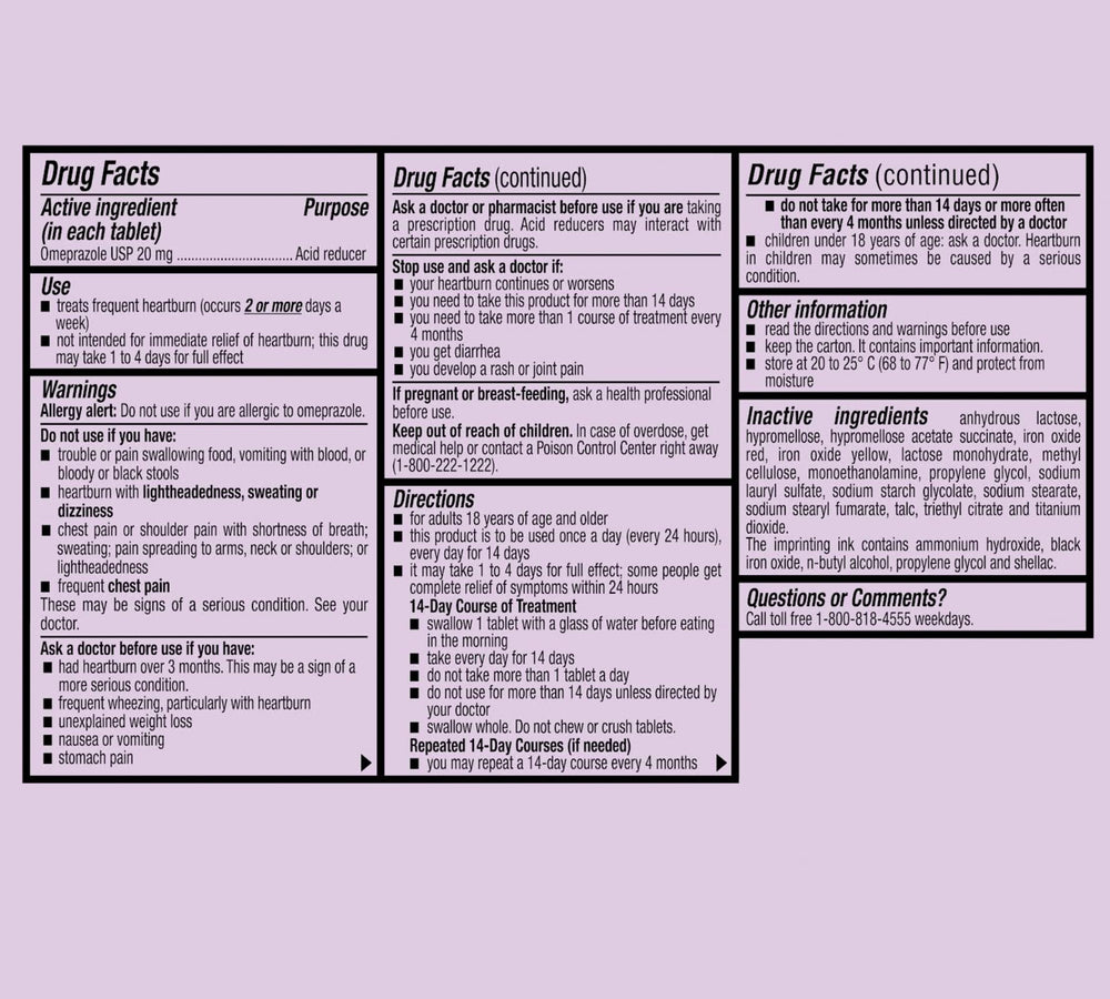 Box insert shows directions for once-daily dosing and a 14-day course.