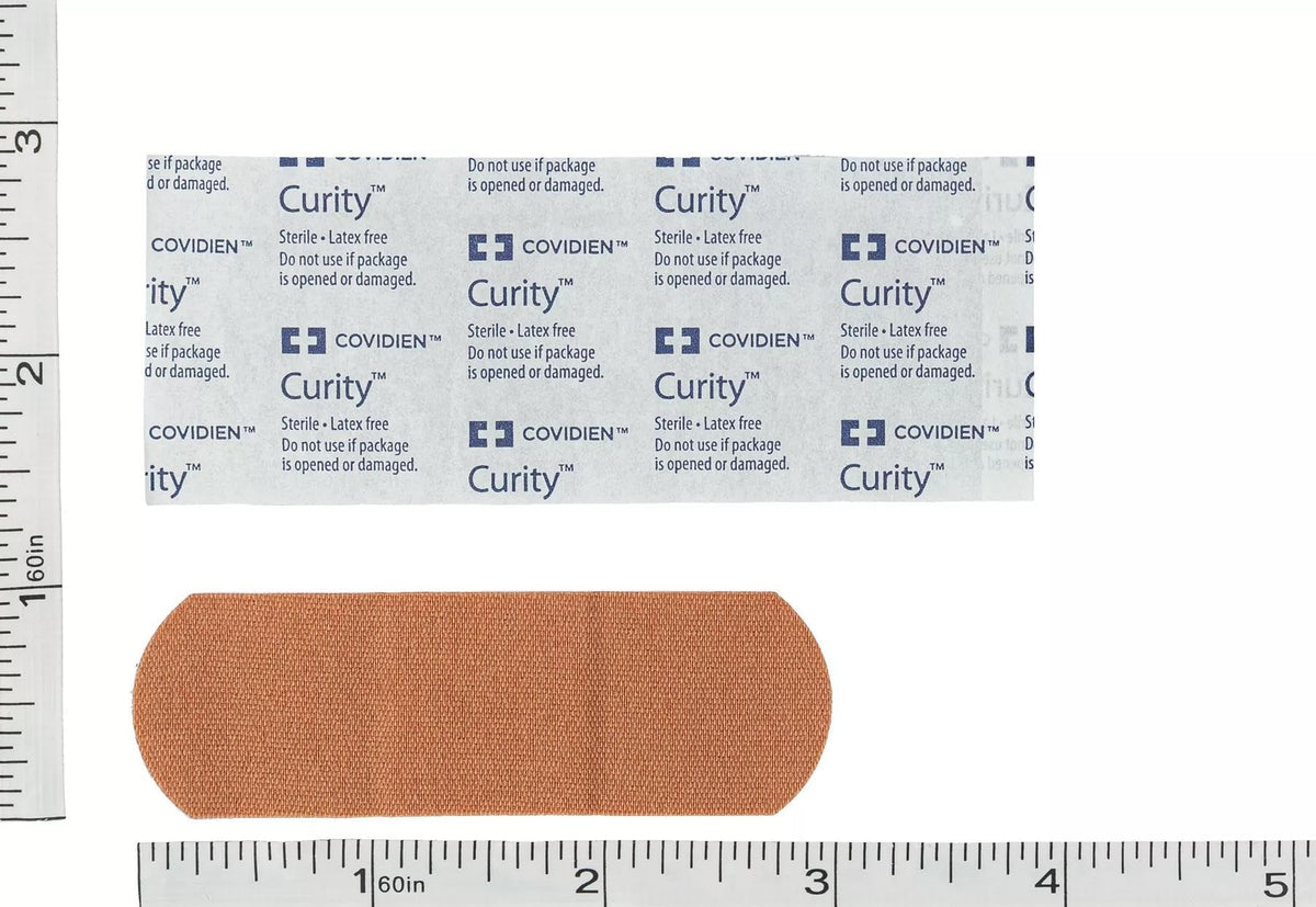 Curity flexible fabric bandage 1x3 inch offers stretchable protection for fingers and joints.