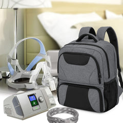 CURMIO CPAP backpack dimensions 12.4 by 6.3 by 16.5 inches fit cabin carry-on.