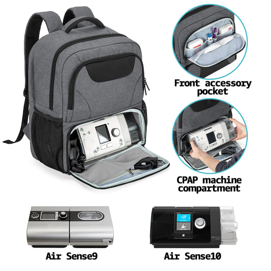 CURMIO CPAP backpack external storage helps you reach cords and accessories quickly.