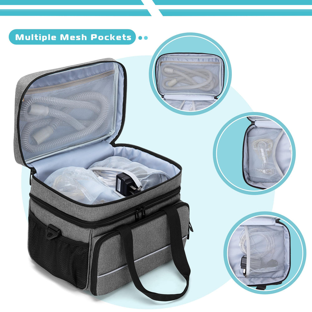 CURMIO CPAP travel bag mesh pockets help organize accessories at a glance.