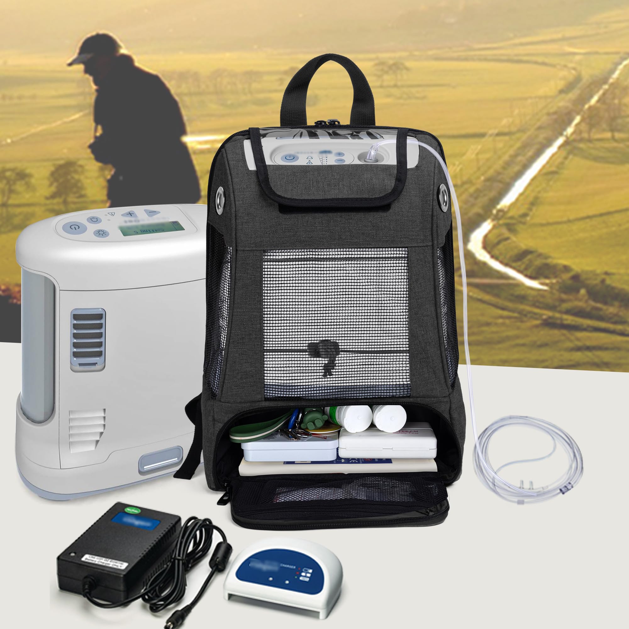 CURMIO POC backpack adjustable straps and top hook ease carrying.