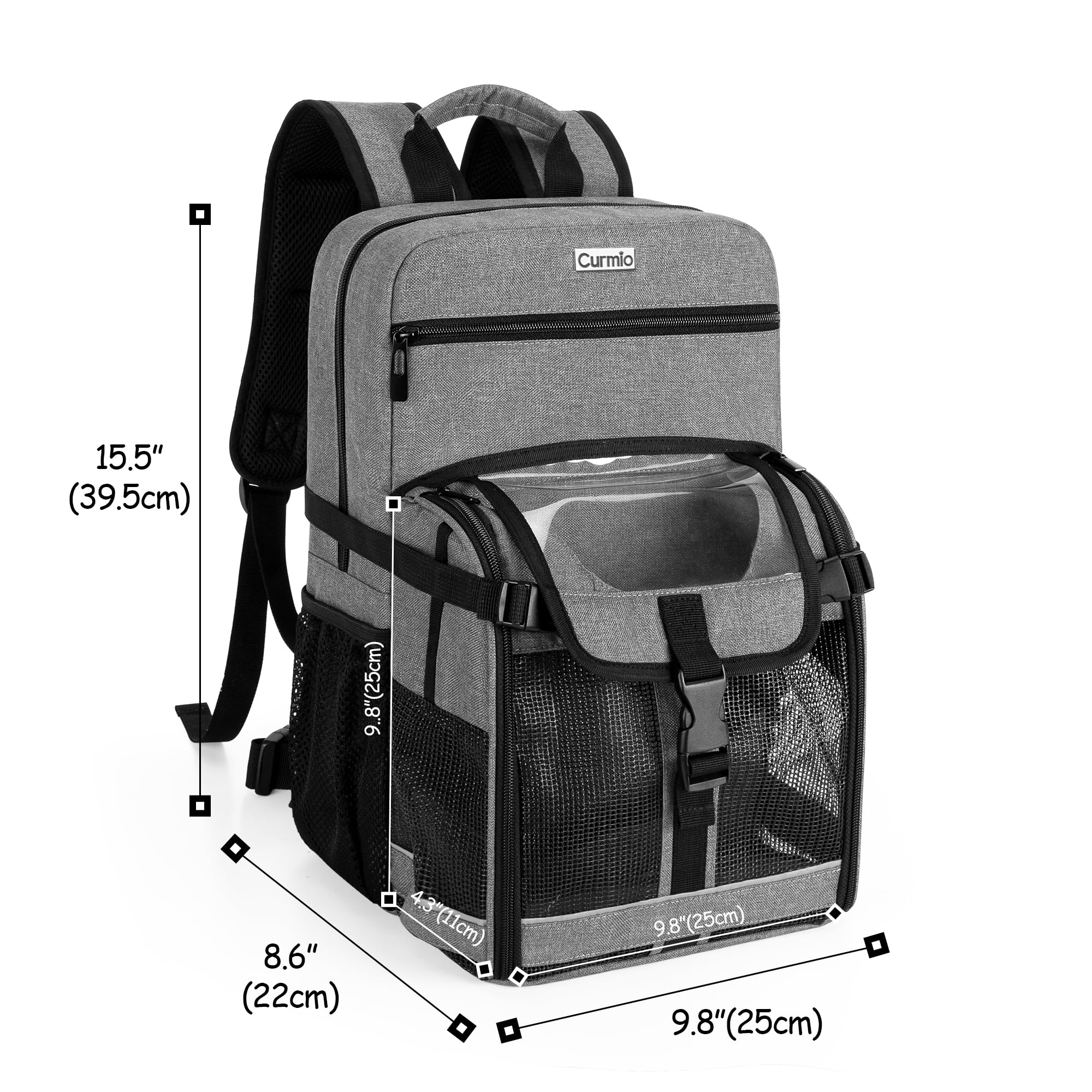 CURMIO padded handle and shoulder straps offer ergonomic comfort.