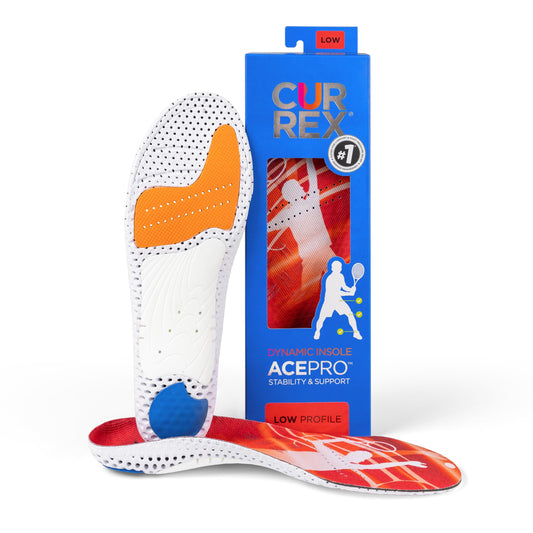 Currex AcePro arch support stabilizes footing during quick cuts on the court.