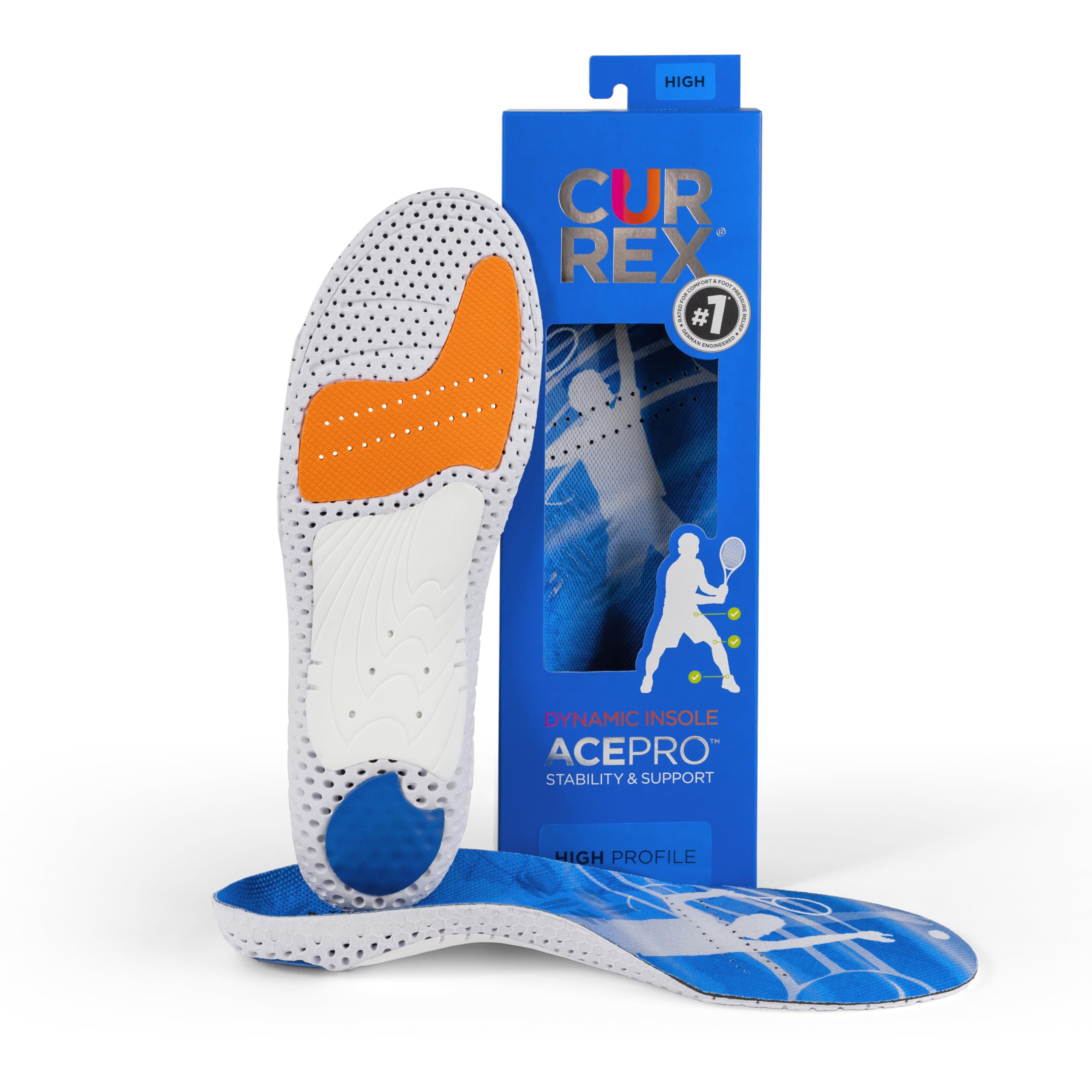 CURREX AcePro with dynamic arch support stabilizes the foot during fast court movements